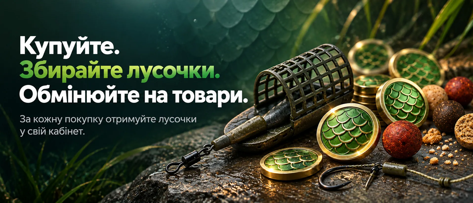 Nakupujte a sbírejte šupiny — krmítko, boilies a mince-šupiny věrnostního programu ProfMontáž
