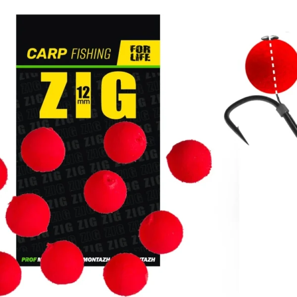 Plovoucí nástraha Zig 12 mm červená 10ks