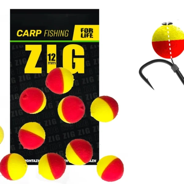 Plovoucí nástraha Zig 12 mm červeno-žlutá 10ks