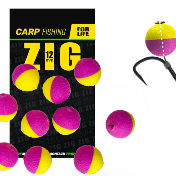 Plovoucí nástraha Zig 12 mm růžovo-žlutá 10ks