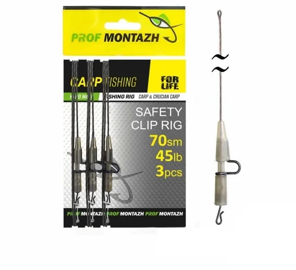 Montáž Safety Clip Rig, L-70см, 45LB, 3ks