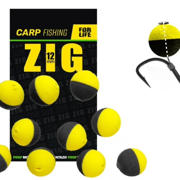 Plovoucí nástraha Zig 12 mm černo-žlutá 10ks