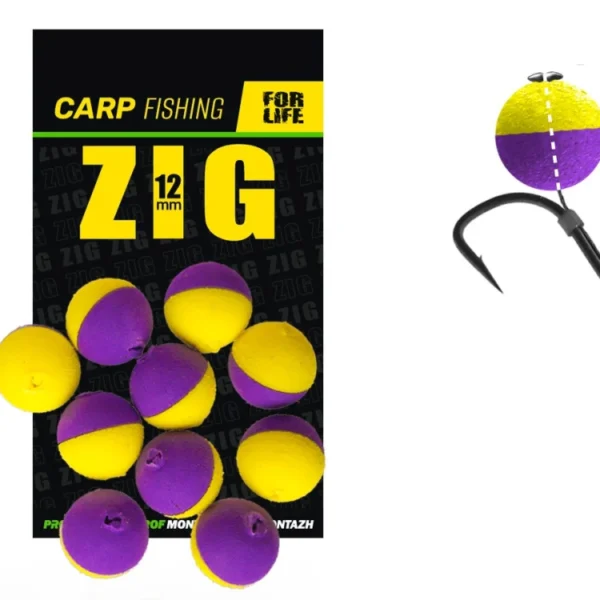 Plovoucí nástraha Zig 12 mm fialovo-žlutý 10ks