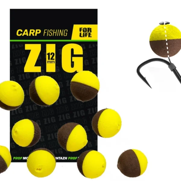 Plovoucí nástraha Zig 12 mm žluto-hnědý