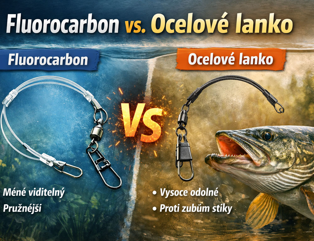 Fluorocarbon nebo ocelové lanko na štiku